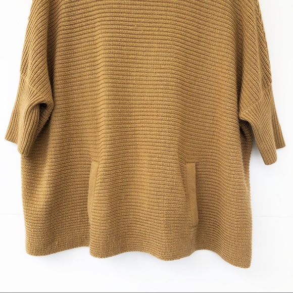 H&M Oversized Mock Neck Poncho Style Sweater Tan - Picture 5 of 11